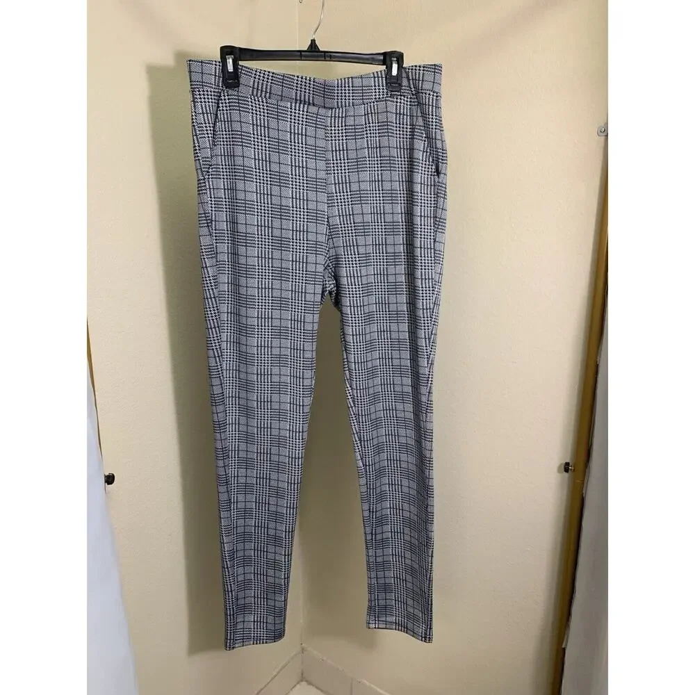 Fuego Moda Women’s Houndstooth Gray & Black Stretch Pants 2X - Picture 1 of 3
